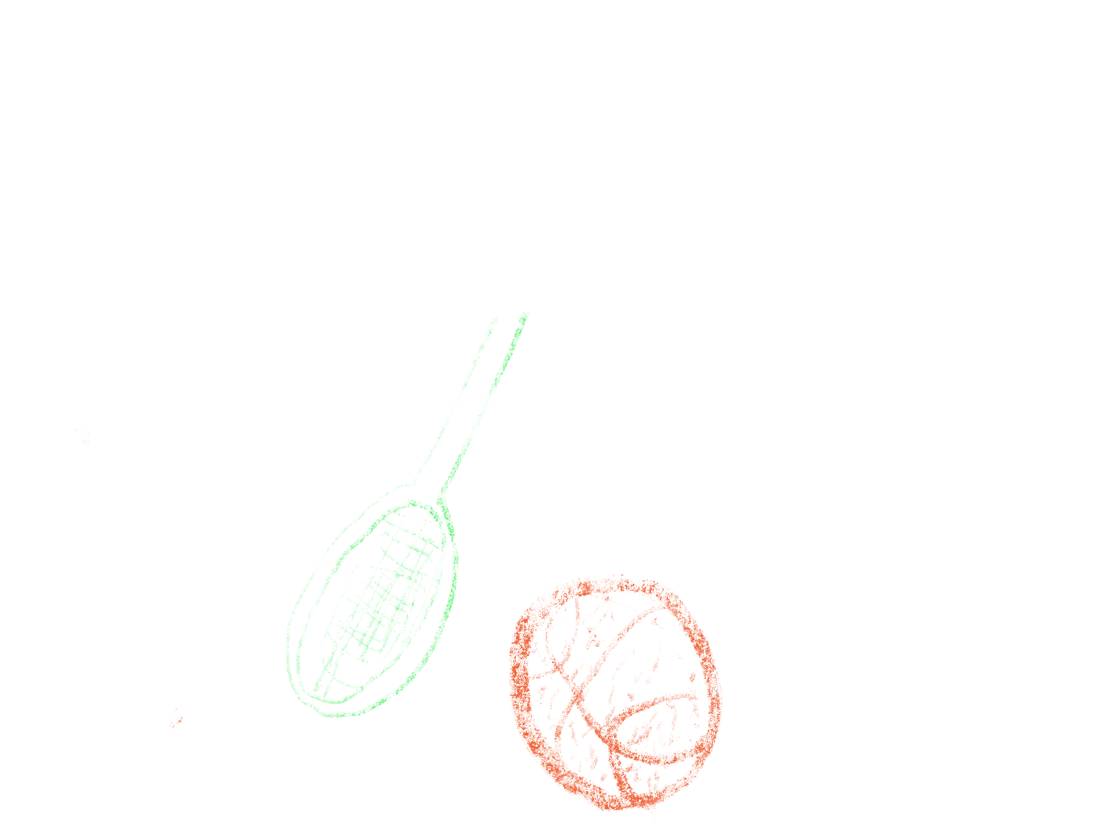 Somebody trying to hit a basketball from the ground with a tennis racket