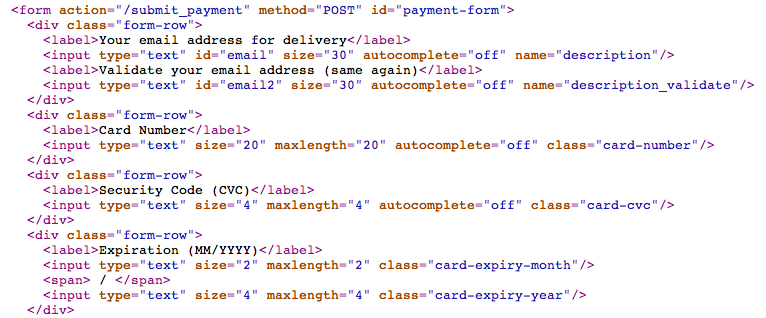 Example Payment Form