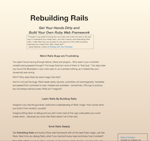 Rebuilding Rails front page, before